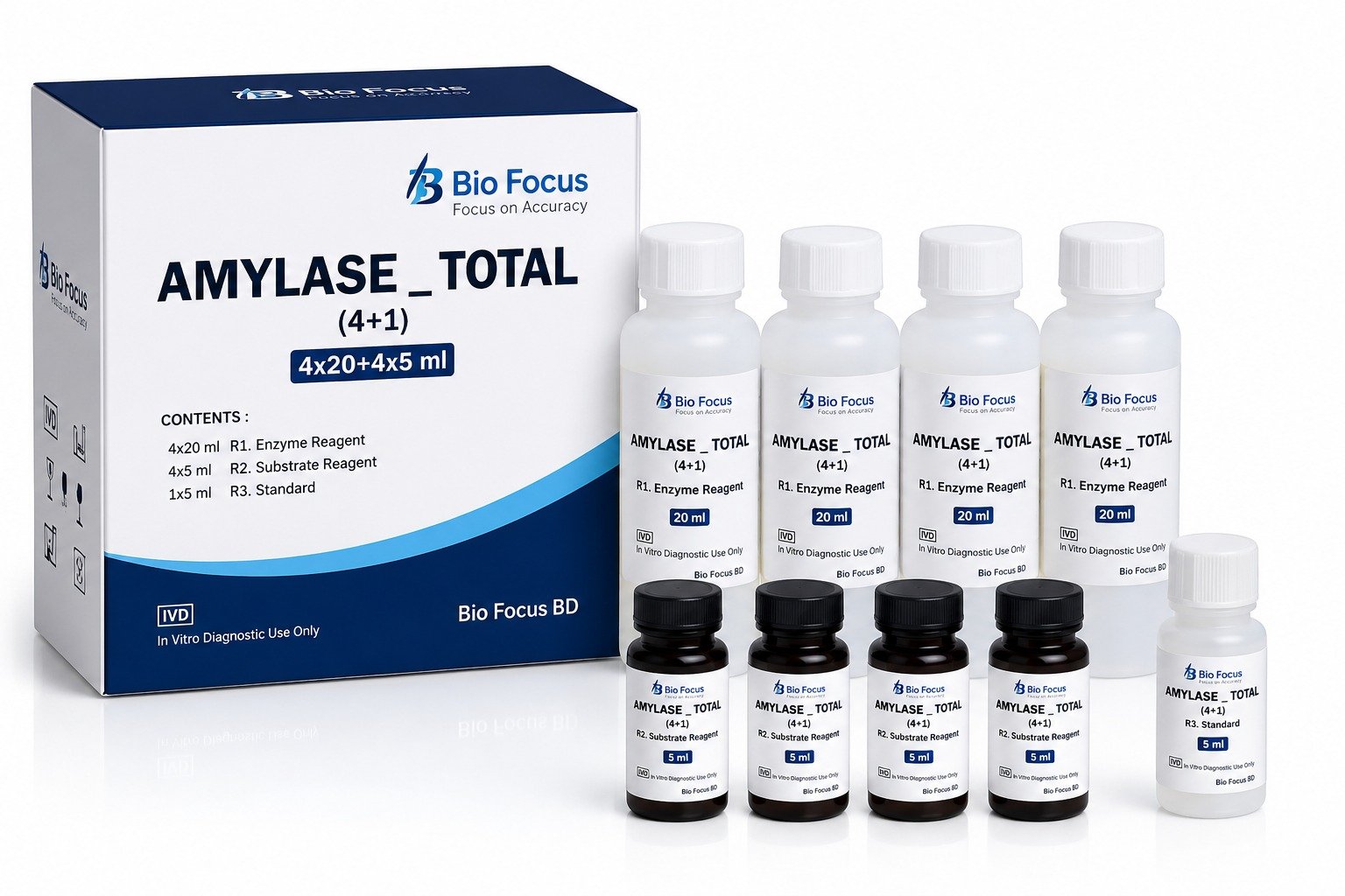 AMYLASE – TOTAL (4+1) 4×20 + 4×5 mL | Bio Focus BD