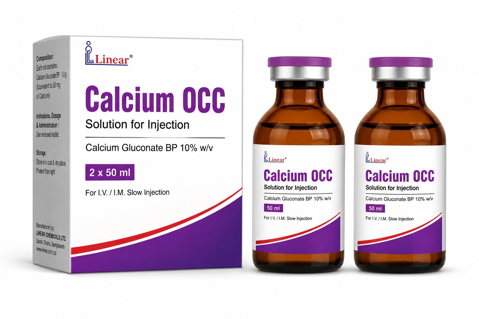Calcium OCC Injection 2 × 50 ml (Linear)