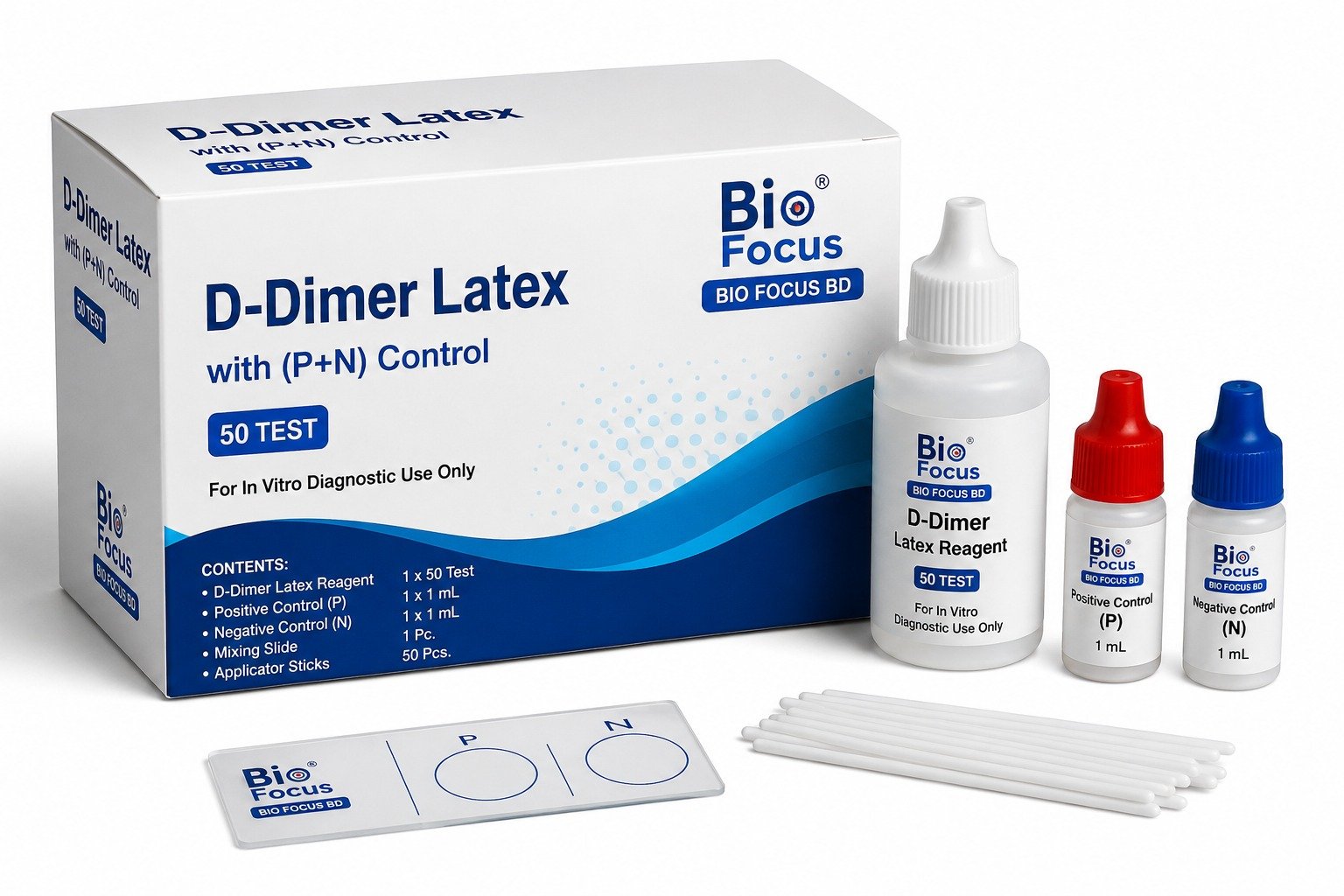 D-Dimer Latex with (P+N) Control – 50 Test Bio Focus BD