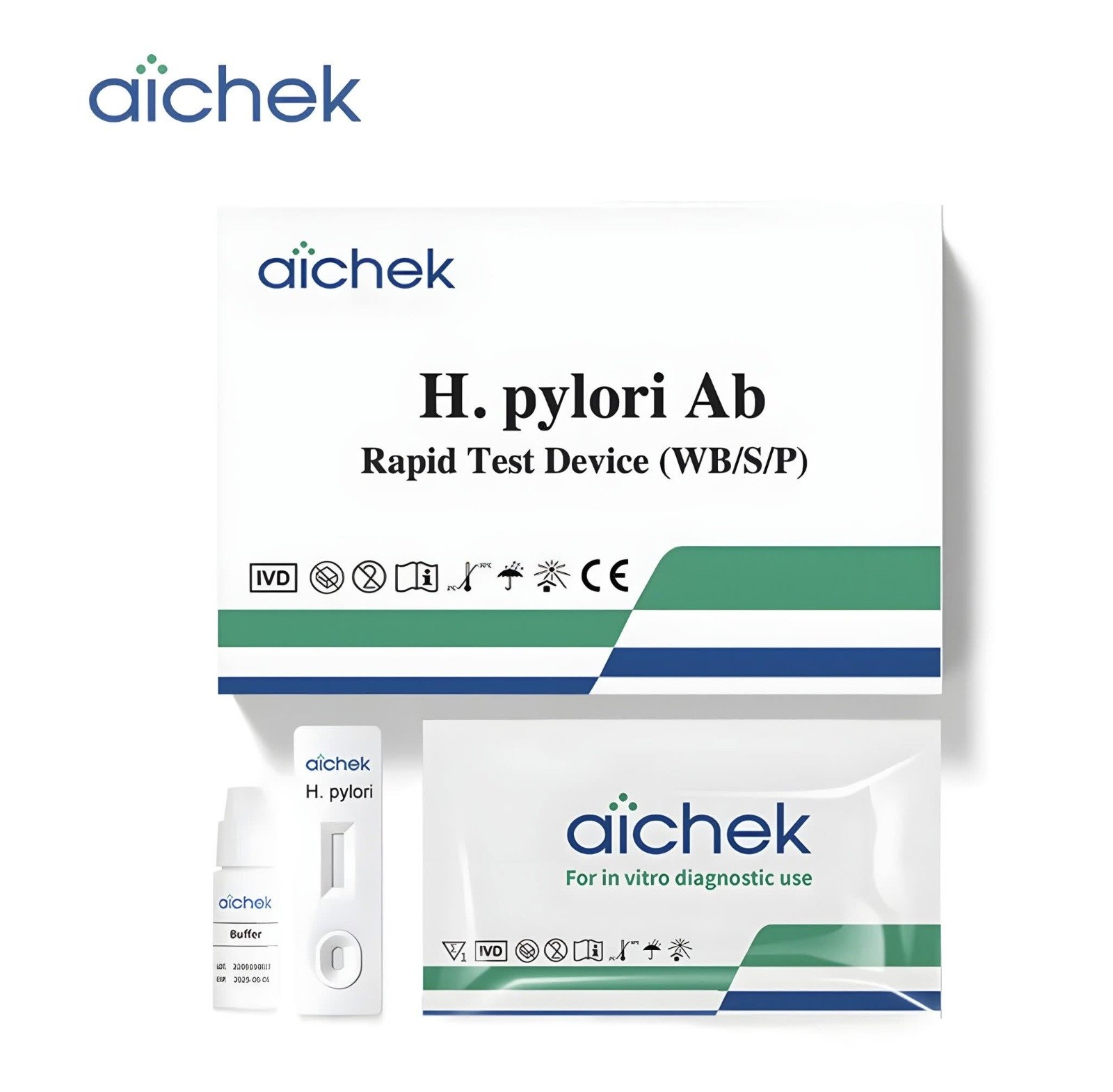 H. pylori Ab Rapid Test Device (WB/S/P) 1×40 Test Box | AICHEK
